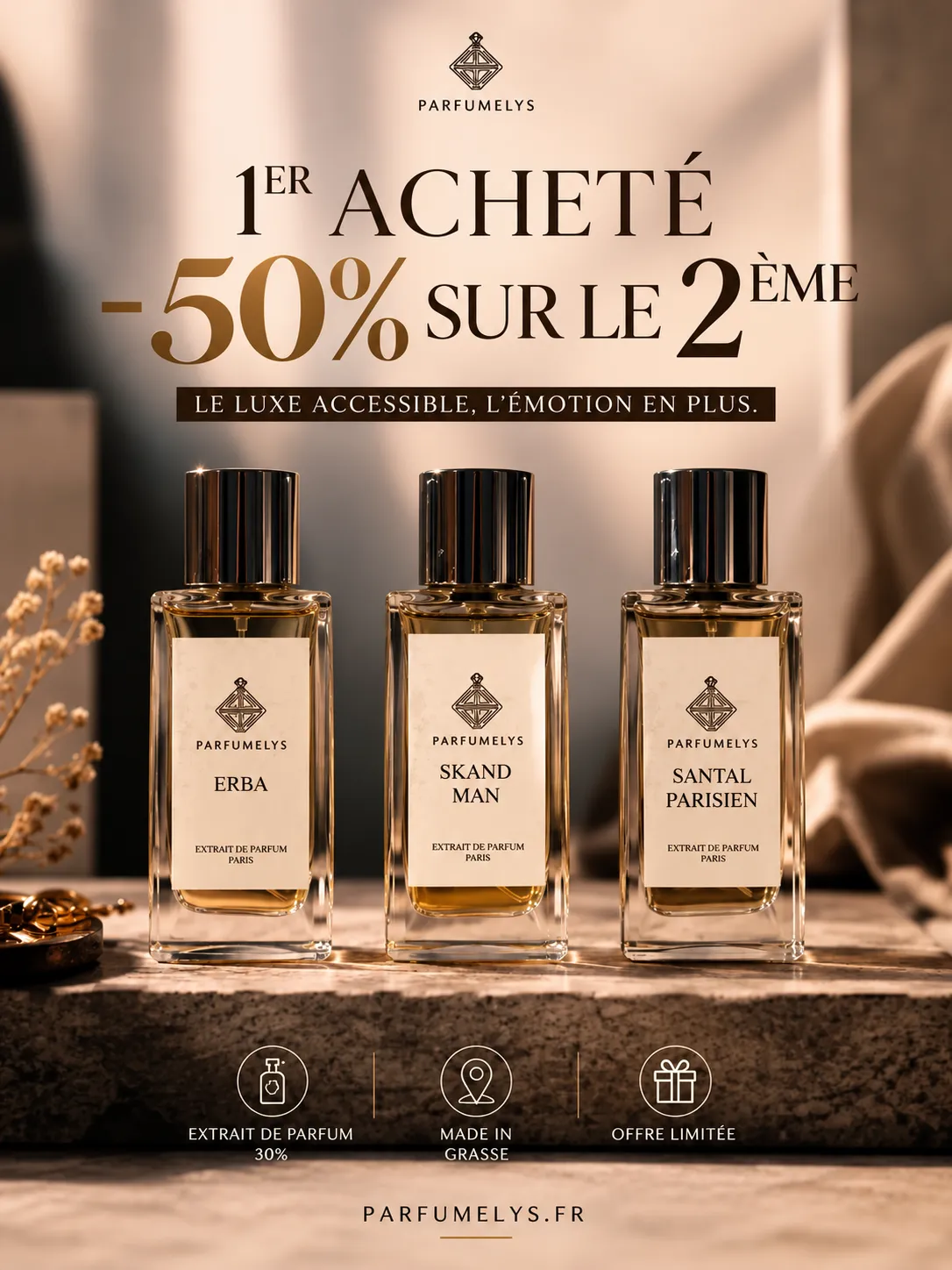 
                        Parfumelys
                        1er acheté
                        -50 % sur le 2ème
                    